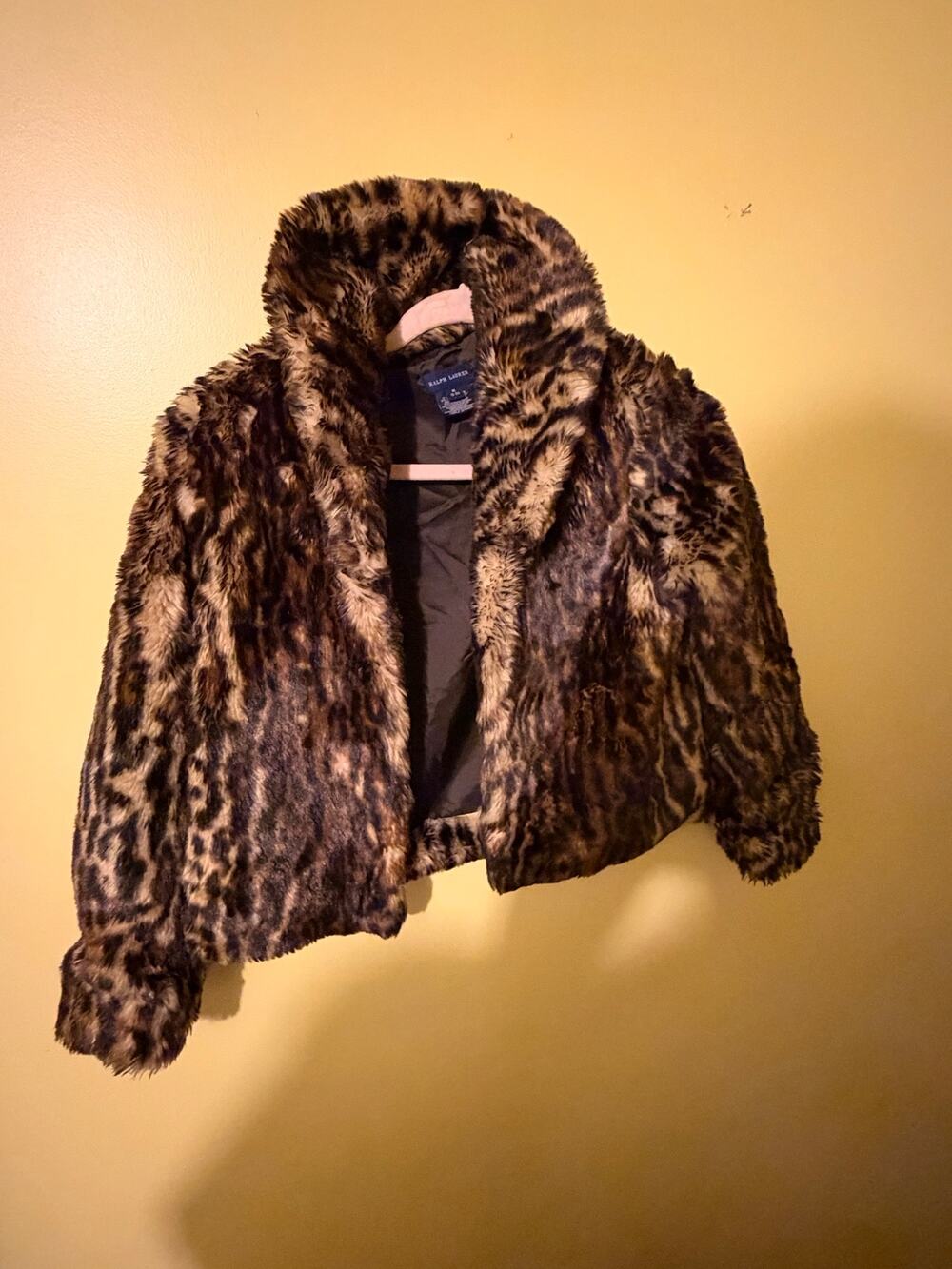 Polo Ralph Lauren Girls Leopard Print Faux Fur Jacket Coat - Size 8-19